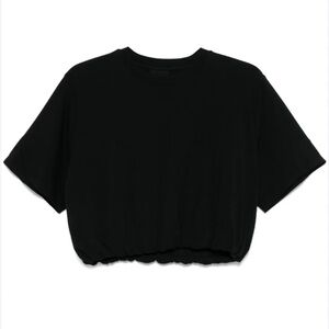 Free People We The Free Black Bubble Hem Cropped Short Sleeve Tee Size Small